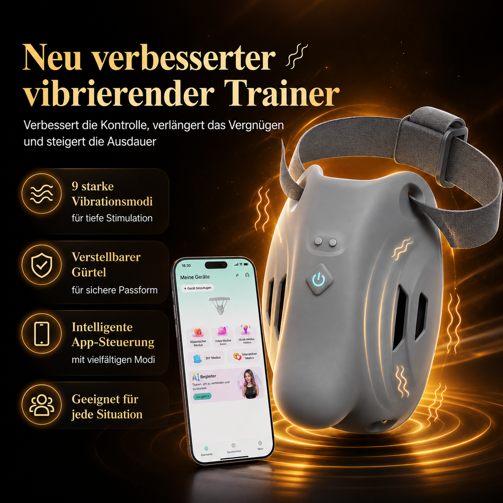 Tragbarer Peniskäfig Keuschheitsgürtel BDSM-Schutz Hodentrainer mit 9 Vibrationsmodi