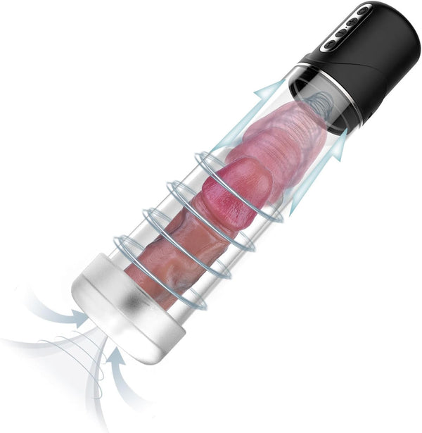 2 IN 1 Elektrische Penispumpen-Masturbationsgerät Stroker mit 7 Saugmodi