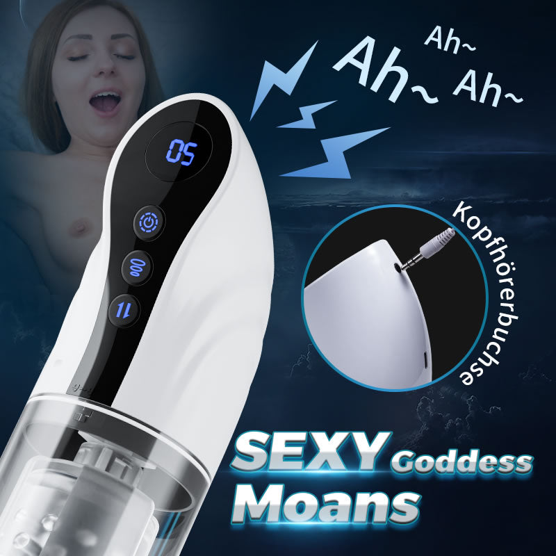 9 Saugen&Rotation&Teleskopische LCD-Masturbator Cup mit Sprachfunktion