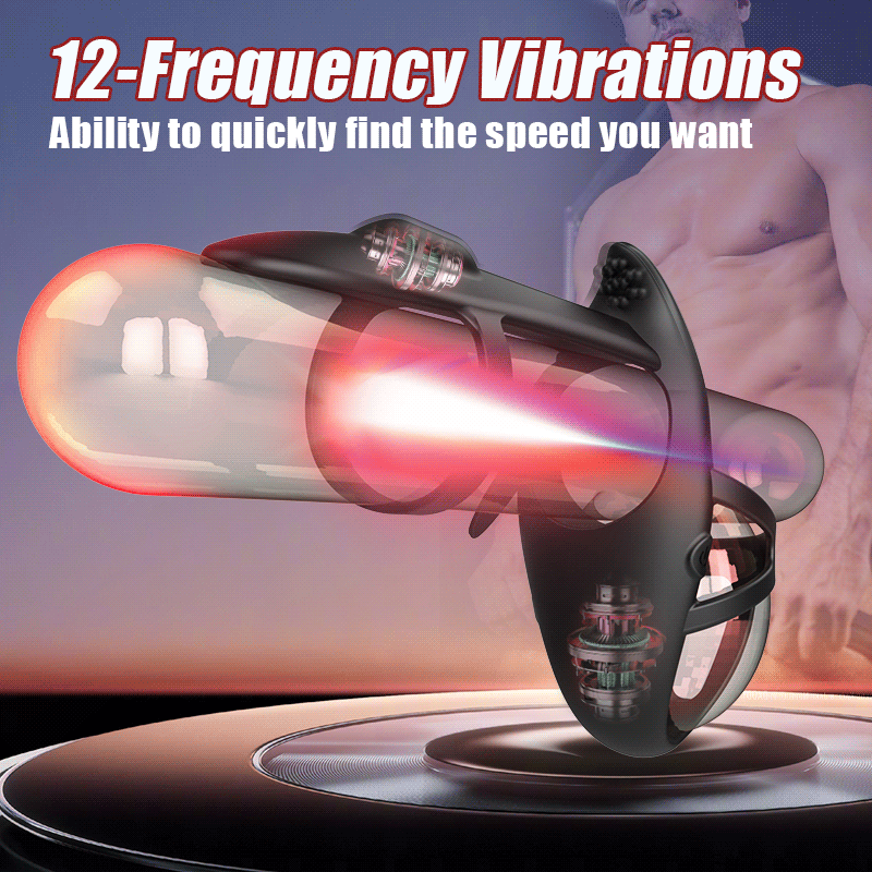 12 Vibrating Wearable Erection Cock Ring with C & G-Spot Stimulation for Couple Fun