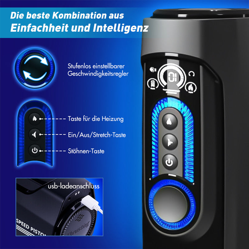 Leten-X9 IV Upgraded Retractable & Beheizte & Akustische Kombination Männlicher Masturbator