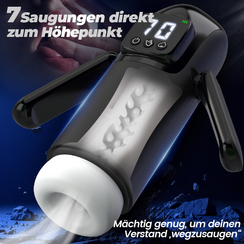 Phantom - 7 Saugungen 7 Vibrationen Doppelgriffe Grobe Granulat-Kanaltextur Männer-Mast