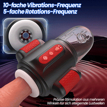 Load image into Gallery viewer, Sturmwirbel - 5-frequenz Wasserspray + 10-frequenz Vibration + 5-frequenz Rotation, Doppelte Eichelstimulation, Zweifach