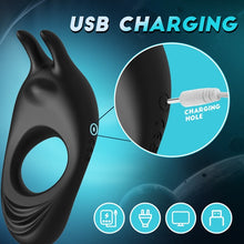 Load image into Gallery viewer, Bunny Hopper——Vibrating Cock Ring with Rabbit Design, Rechargeable Penis Ring Vibrator with 9 Vibration Modes