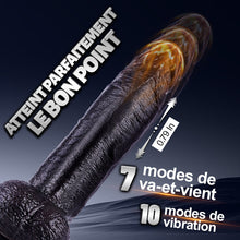 Load image into Gallery viewer, Kronos - Gode noir épais de 8,27'' avec mouvement de va-et-vient et fonction chauffante pour une sensation intense et pr