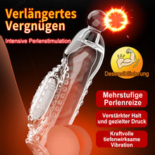 Load image into Gallery viewer, Vibrierende Penishülle mit Sperrring – Noppen &amp; feste Spitze für gezielte Stimulation
