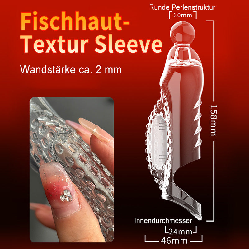Vibrierende Penishülle mit Sperrring – Noppen & feste Spitze für gezielte Stimulation