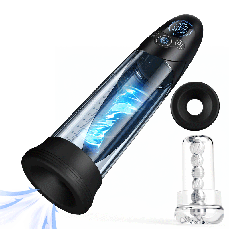 BathFun Pro - KI-druckgesteuerte 9-stufige Vakuum-Trainingspumpe mit LCD-Echtzeit-Druckanzeige, 58 dB Pumpe