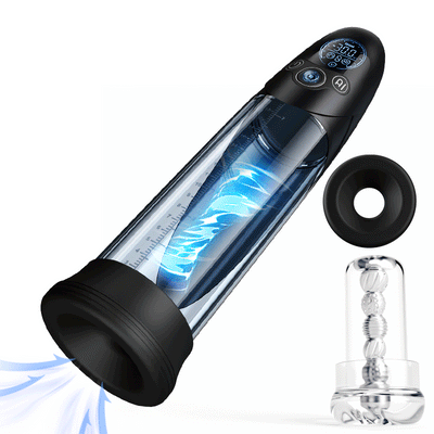 BathFun Pro - KI-druckgesteuerte 9-stufige Vakuum-Trainingspumpe mit LCD-Echtzeit-Druckanzeige, 58 dB Pumpe
