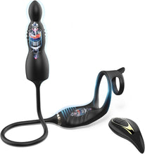 Load image into Gallery viewer, Prostata Vibrator Stimulator mit Stoßfunktion, 10 Vibrationsmodi Extrem Silikon und Doppel Penisring, Penis Vibrator mit Fernbedienung Sex Spielzeug Anal Dildo Analplug Analvibratoren für Mann