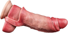 Load image into Gallery viewer, Flüssigsilikon Realistische Penishülle mit Hodenring und Venenstruktur Penismanschetten Cock Sleeve für Penisvergrößerung und Zeit Verlängern Penis Sleeve Extrem Sexspielzeug für Männer