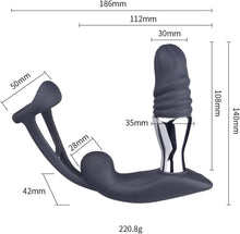 Load image into Gallery viewer, 3in1 Elektro Shock Anal Vibrator Penisringe Prostata Stimulator Set mit 10 Teleskop Vibrationsfunktion &amp; 3 Elektrostimulation Modi, Anal Massagegerät SM Extrem Sexspielzeug für Männer Solo