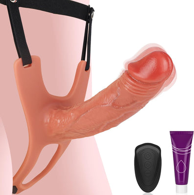 18CM Realistische Penishülle Vibrator Sex Spielzeug für die Männer Paare Penis Sleeve für Verlängerung & Vergrößerung, Penismanschetten mit 10 Vibrationmodi, Fernbedienung, Befestigungsgurten