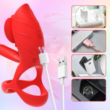 Load image into Gallery viewer, Vibrierender Penisring mit Klitoris Stimulator Penisring Vibrator mit 10 Vibrationsmodi Cockring zur Erektion Verbessern Verzögerte Ejakulation Männer Sexspielzeug für Paare Extrem Sex