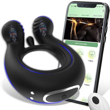 Load image into Gallery viewer, Vibrator mit APP-Steuerung Silikon Cockring für Penis/Hoden Stimulation, 3 IN 1 MULTIFUNKTIONALES DESIGN, 9 Vibrationsmodi, Wasserdichter Hodenringe Paarvibrator Sexspielzeug für Männer