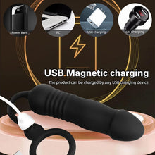 Load image into Gallery viewer, Männlicher Prostata Stimulator Massagegeräte Analvibratoren mit Penisring Fernbedienung Teleskop Vibrator mit 3 Vibrationsmodi+3 Schubmodi Analplug Dildo Sexspielzeug für Männer