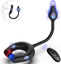 Load image into Gallery viewer, Vibrating Cock Ring with Anal Plug, lvhua Penis Ring Vibrator Magnet Adsorption Design, 10 Vibration Modes Adult Sex Toys for Men Couples, Prostate Massager G spot Nipple Vibrator Remote Control