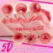 Load image into Gallery viewer, Realistischer Masturbator Taschenmuschi Silikon Masturbieren Sex Spielzeug mit 5D Klitoris Doppelkanal Masturbator Groß für Mann 2 in 1 Sexspielzeug für die Männer solo