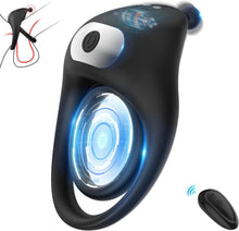 Load image into Gallery viewer, Dual Penisringe Vibrator, Dehnbarer Vibratorensets für Männer Sex Spielzeug mit 10 Modi Penis Stimulation G-Punkt Vibrator, Erotik Sexspielzeuge für Männer Paare, Schwarz