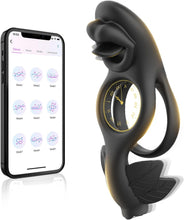 Load image into Gallery viewer, Penisring Vibrator für Paare Cock Ringe mit 9 Vibrationsmodi für die gleichzeitige Stimulation von Klitoris und Hoden Dual Cockring Massagegerät Silikon Sexspielzeug für Männer und Frauen
