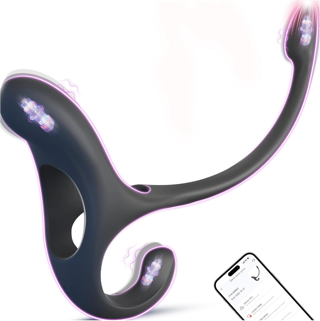 Analplug Prostata Hoden Stimulation Männer mit Penisring Klitorisstimulator, Anal Butt Plug Dildo Sex Spielzeug für die Männer Paare Frauen, Penis Ring Vibrator App, Cockring Sexspielzeug Vibration