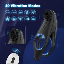Load image into Gallery viewer, Penisring Vibrator Sex Spielzeug 2 in 1 Abnehmbar G-Punkt Penisringe Vibrator mit 10 * 10 Vibrationsmodi Prostata Stimulation Analvibratoren Penis Ring Erotik Sextoysets für Paare extrem sex