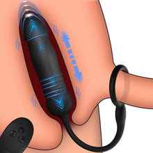 Load image into Gallery viewer, Männlicher Prostata Stimulator Massagegeräte Analvibratoren mit Penisring Fernbedienung Teleskop Vibrator mit 3 Vibrationsmodi+3 Schubmodi Analplug Dildo Sexspielzeug für Männer