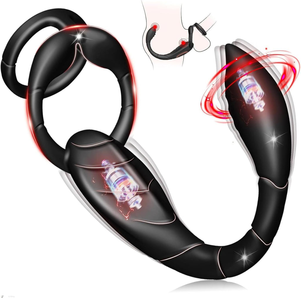 Vibrierender Penisring, Prostatamassagegerät, Analsexspielzeug, Analvibrator mit 9 Modi, Fernbedienung, vibrierender Analplug