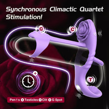 Load image into Gallery viewer, Penisring Vibrator mit 9 Modi Vibration 4 IN 1 Silikon Cockring Vibratoren für Sie Klitoris and G-punkt Verzögerte Ejakulation Erektion Verbessern Stimulation Penis Männer Sexspielzeug