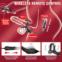 Load image into Gallery viewer, Männlicher Prostata Stimulator Massagegeräte mit Penisring Fernbedienung Teleskop Vibrator SM Analvibratoren Butt Plug mit 10 Vibrationsmodi+Schubmodi Analplug Dildo Sex Spielzeug für Männer