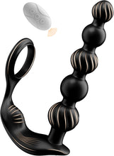 Load image into Gallery viewer, Sex Spielzeug für die Männer, Anal Plug Prostata Massagegerät Buttplug Penisring mit 10 Vibrierenden Modi, Prostata Stimulation mit 5 Analperlen, Wasserdichtes Sex Toyset für die Paare