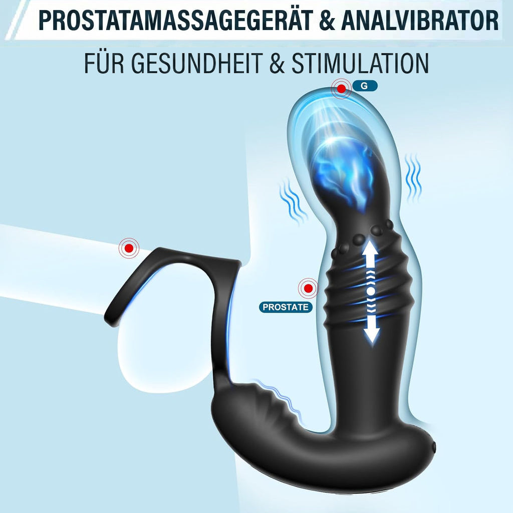 Prostata-Massagegeräte, Anal-Sexspielzeug mit Penisringen, ferngesteuerter Analvibrator mit 10 Stoß- und Vibrationsmodi