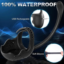 Load image into Gallery viewer, Elektrisch Penisring für die Männer Doppelmotor Hoden Analvibratoren 10 Vibrationsmodi Cockring Analplug Vibrator Erotik Massagegerät Paare Fernbedienung Sex Spielzeug