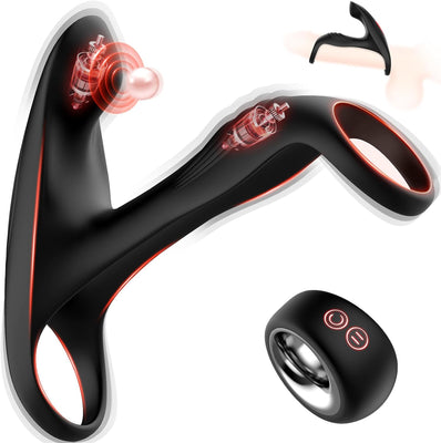 Penisring Sex spielzeug für Paare extrem sex, Penis Ring Erotik Sex Spielzeug für die Männer, Cockring Erotisches Sexspielzeug für Klitoris, 12 Vibrationsmodi Dual Penisring Massagegerät Schwarz