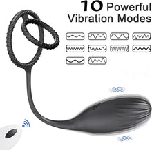 Load image into Gallery viewer, Prostata Massagegerät Analvibratoren mit Penisring für Mann mit 10 Vibrationsmodi Penis Stimulation Vibrator Anal Butt Plug mit Fernbedienung Analdildo Vibration Sexspielzeug für Männer Frauen