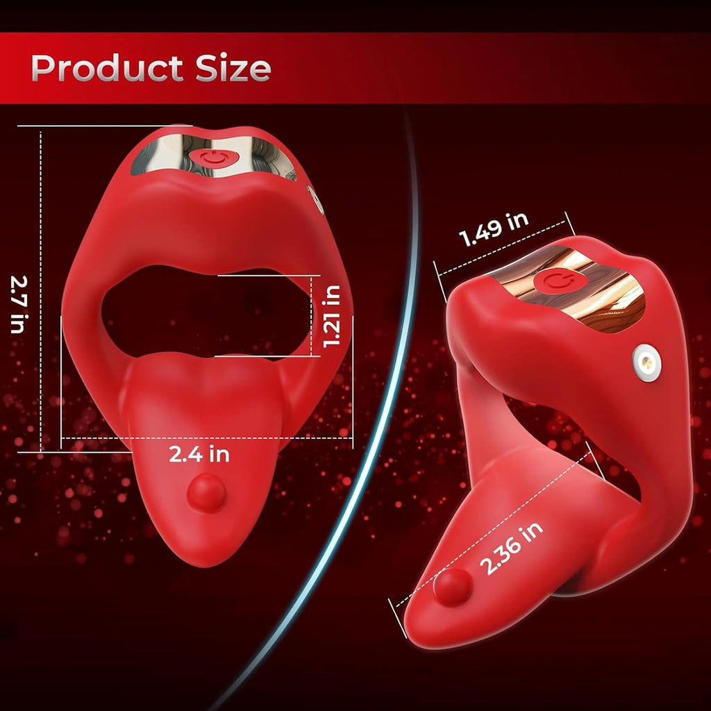 NEU Zunge Lecken Penisring Vibrator mit APP Fernbedienung und Hoden Stimulation, Silikon Cockring Penis Vibrator mit 10 Vibrationsmodi Sex Spielzeug für die Männer Paare Extrem Rot