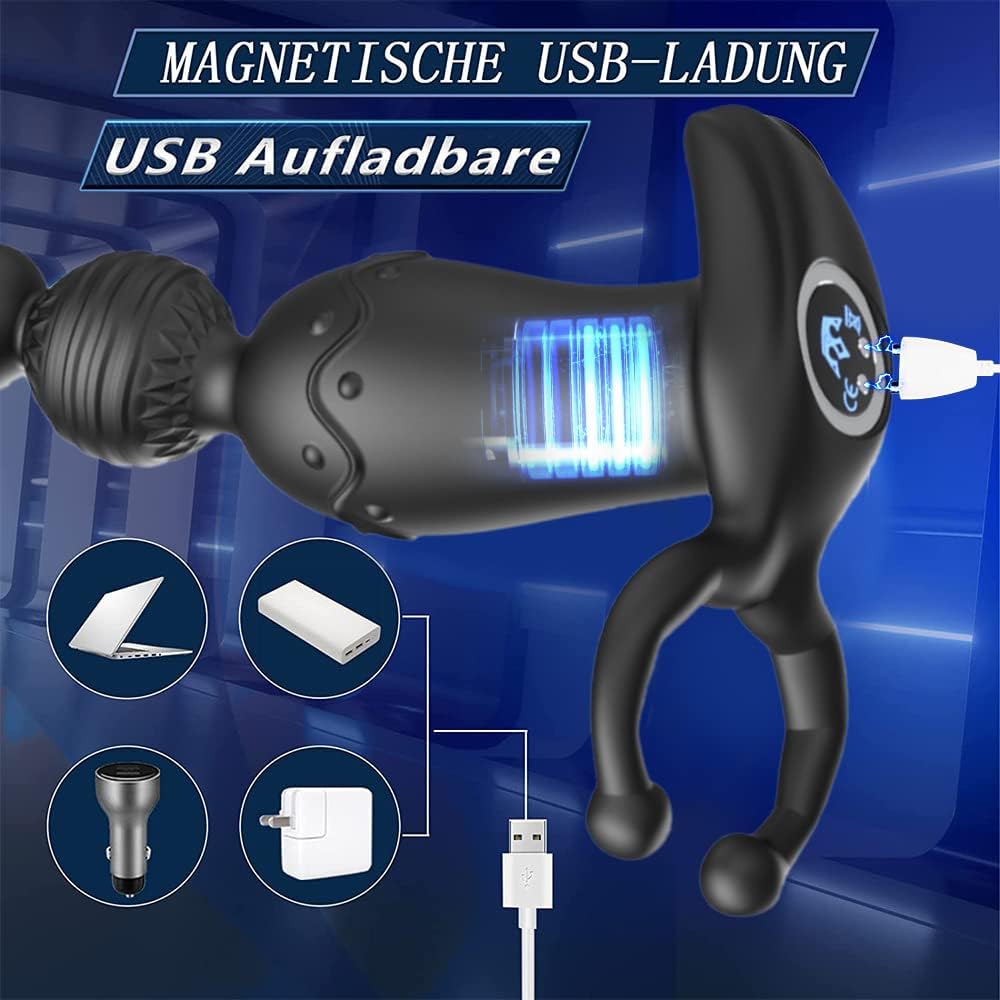 Analvibratoren für Mann Buttplug Analplug Vibration Sex Spielzeug für Paare G-Punkt Prostata Vibrator mit 10 Vibrationmodi Analkugeln Liebeskugeln mit Penisring Hoden Ring