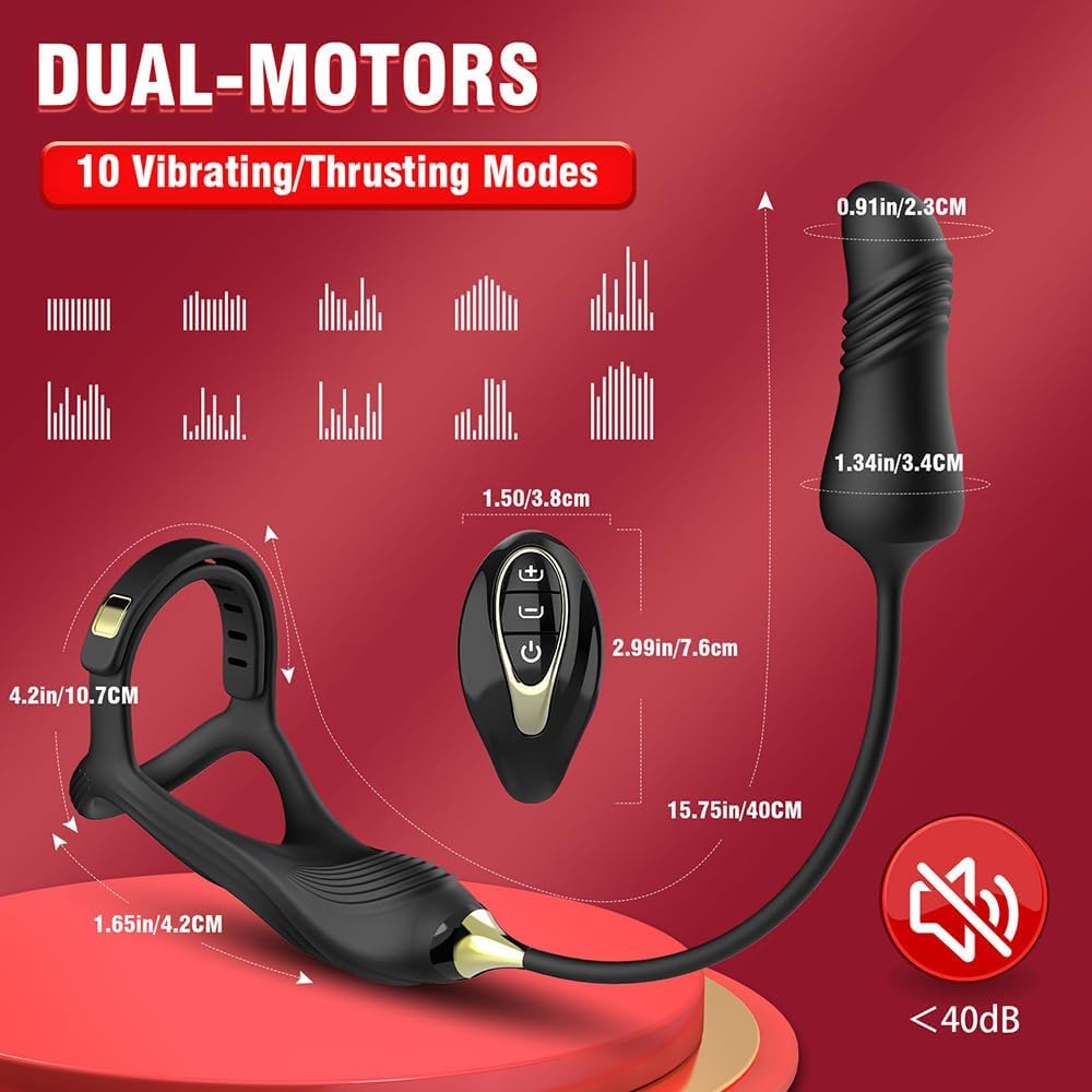 Männlicher Prostata Stimulator Massagegeräte mit Penisring Fernbedienung Teleskop Vibrator SM Analvibratoren Butt Plug mit 10 Vibrationsmodi+Schubmodi Analplug Dildo Sex Spielzeug für Männer
