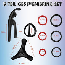 Load image into Gallery viewer, Dreieckiger Penisringe，Pleasure Ring Set 5 Cockringe Silikon Cockringe Hodenringe für Eine Härtere und Längere Erektion Erotisches Sexspielzeug für Paare Passend für Jede Größe Penis Ring Schwarz