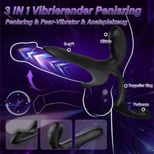Load image into Gallery viewer, Penisring Vibrator Sex Spielzeug für Paare - 3 in1 Dual Cockring Sexspielzeug für die Männer Paare Extrem Sex für Penis Hoden mit 9 Vibrationsmodi, Vibration für Frauen Prostata Stimulation Männer