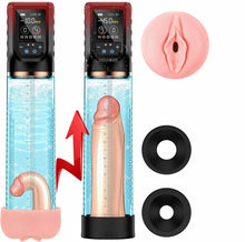 Load image into Gallery viewer, Penispumpe für Penisvergrößerung Sex Spielzeug für die Männer, Elektrische Penis Vakuumpumpe mit Taschenmuschi 9 + 4 Saugstufen, IPX7 100% Wasserdicht Erektion Masturbator mit 2 Silikonhülsen