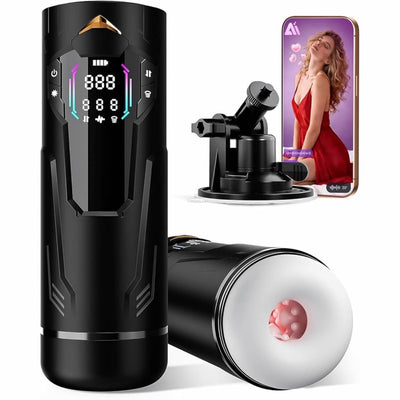 Masturbieren für Männer Handfrei, Masturbator 7 Teleskop 7 Saugen 7 Vibration Taschenmuschi, Sex Spielzeug für die Männer Solo KI Masturbatoren, Vibratorensets Ein-Klick Max Penis Pump Sex Toys Set