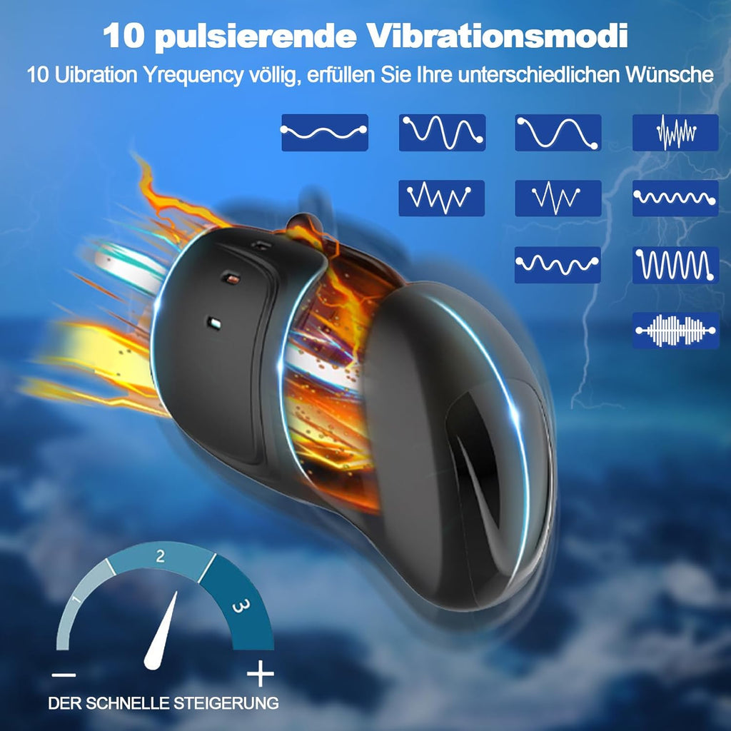 Elektrische Eichelvibrator,Penis-Vibrator mit einstellbarer Größe,10 Vibrationsmodi Neuer Masturbatoren,Elektrische Masturbatoren Penis Trainer, Männer Eichel Stimulator Silikon Sexspielzeug