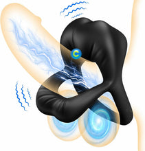 Load image into Gallery viewer, Dual Penisring Vibrator mit Klitoris Stimulator, Penisringe Sex Spielzeug für die Paare Extrem mit 9 Vibrationen, Sexspielzeug Vibratorensets für Paare Männer Cock Penis Ring Paarvibrator für Paare