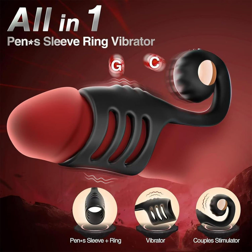 Penisring Vibrator Sex Spielzeug für Paare, 10 Vibrationsmodi mit Fernbedienung Cockring Penistrainer Prostata Massage Klitoris Stimulator Frauen, zur Erektion Verbessern Verzögerte Ejakulation