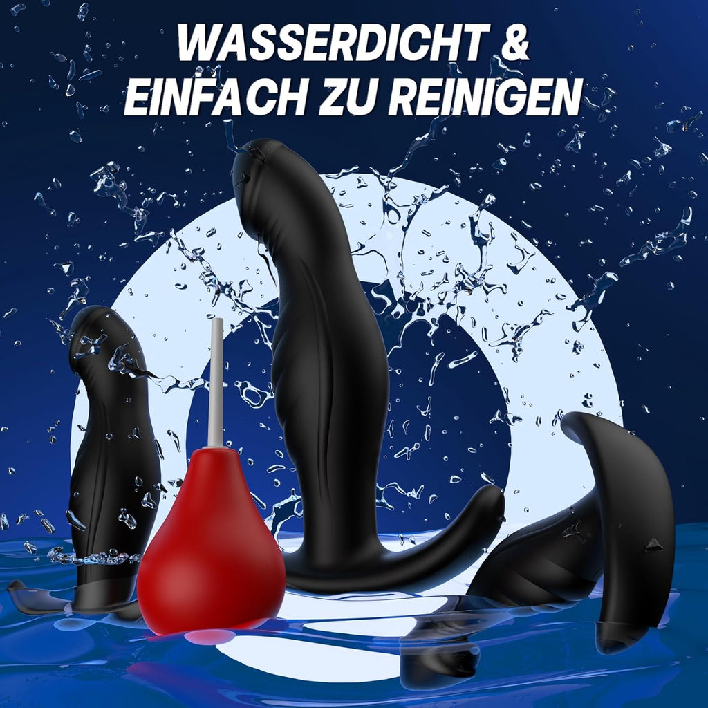 Analplug# für Frauen Männer 4 Stück Anal Plug Set mit Analdusche & Größen-Upgrade (M-XL) für Anfänger bis Profi Buttplug Analplugs Butt Plug für den Mann Sexspielzeug Silikon Anal Dildo