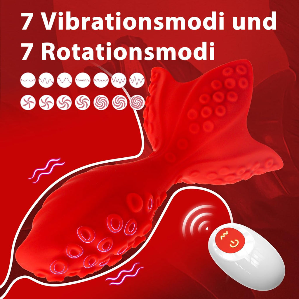 Oktopus Analvibrator Prostata Vibrator mit 7 Vibrationsmodi und 7 360°Rotationsmodi Prostata Stimulation Männer mit Fernbedienung Analvibrator Buttplug Analplug Sex Spielzeug die Männer Paare