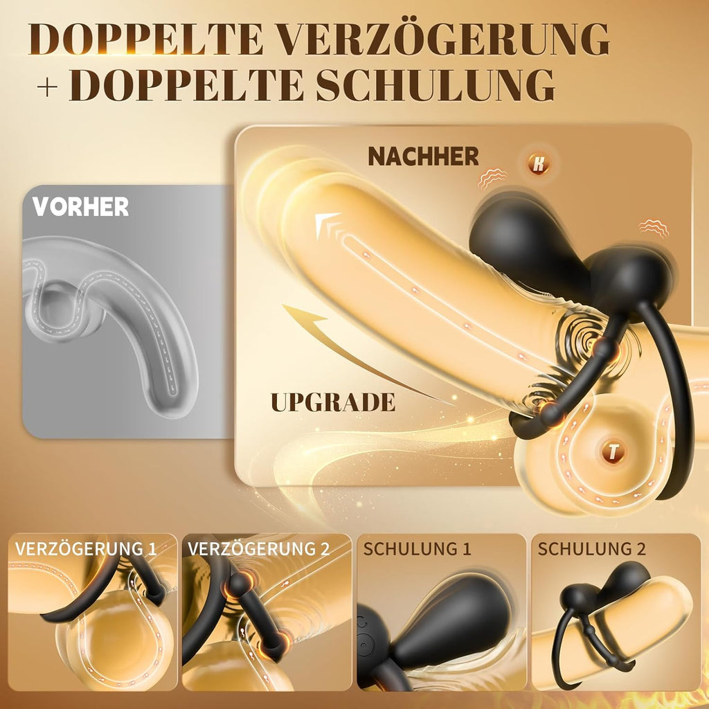Penisring Vibrator mit 360° Verstellbar Klitorisstimulation, Verzögerter Doppel Penis Ring Sex Spielzeug für die Paare Männer Frau, Penisringe Erotisches Sexspielzeug für Paare Extrem Sex Toys