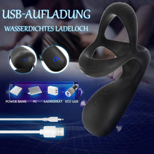 Load image into Gallery viewer, 3 in 1 Silikon Cockring Vibratoren-Anal und Perineum Klitoris Stimulator mit 10 Modi Vibration,Dehnbar Penisringe Erektion Massager,Sexspielzeug für Männer und Paare Extrem Schwarz