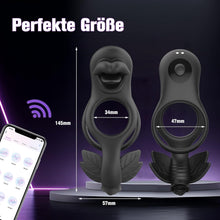 Load image into Gallery viewer, Penisring Vibrator für Paare Cock Ringe mit 9 Vibrationsmodi für die gleichzeitige Stimulation von Klitoris und Hoden Dual Cockring Massagegerät Silikon Sexspielzeug für Männer und Frauen
